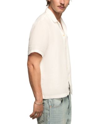 Men's Short-Sleeve Linen Camp-Collar Shirt