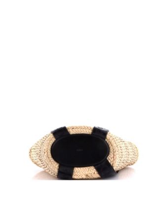 Medium Sense Basket Tote Raffia with Leather