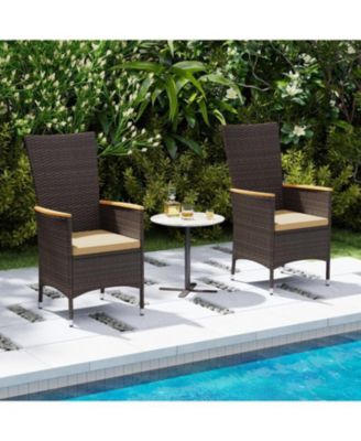Outdoor Wicker Dining Chairs Set of 4 with High Back Support