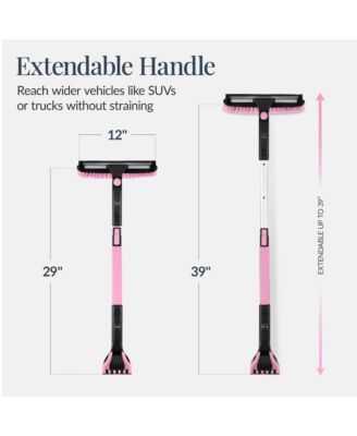 39" Extendable Snow Brush with Shovel, Squeegee and Ice Scraper with Storage Bag