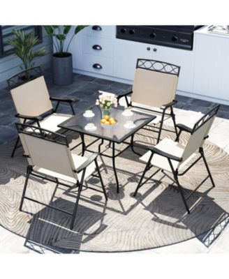 4 Pack Patio Folding Chairs w/ Backrests & Armrests Metal Frame Outdoor