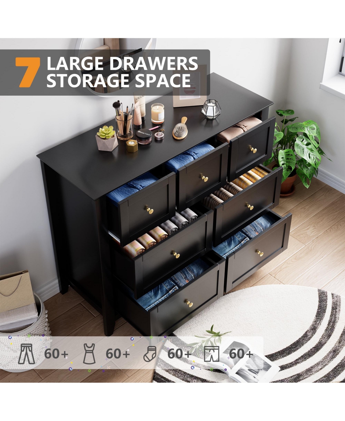 gaomon Dresser with 7 Deep Drawers for Bedroom
