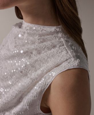 Women's Sequin Gathered Shoulder Blouse