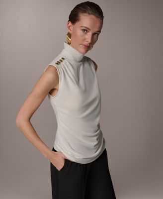 Women's Sleeveless Button Shoulder Top