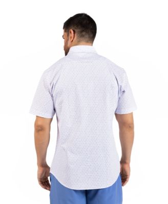 Men's Geo Floral Printed Seersucker Short Sleeve Shirt