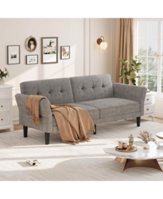 89" Futon Sofa Bed – Convertible Sleeper Sofa with Adjustable Backrest and Armrests – Modern Loveseat for Living Rooms, Bedrooms, Apartments