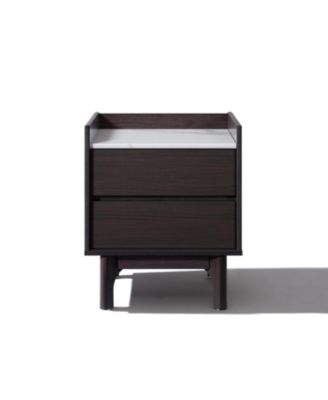 Modern Nightstand with Faux Marble Top, Bediside Table with Drawer
