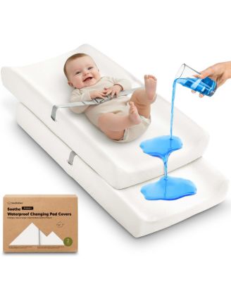 2-Pack Soothe Waterproof Changing Pad Covers for Boy, Girl, 32x16 Soft Cotton Baby Changing Table Pad Cover