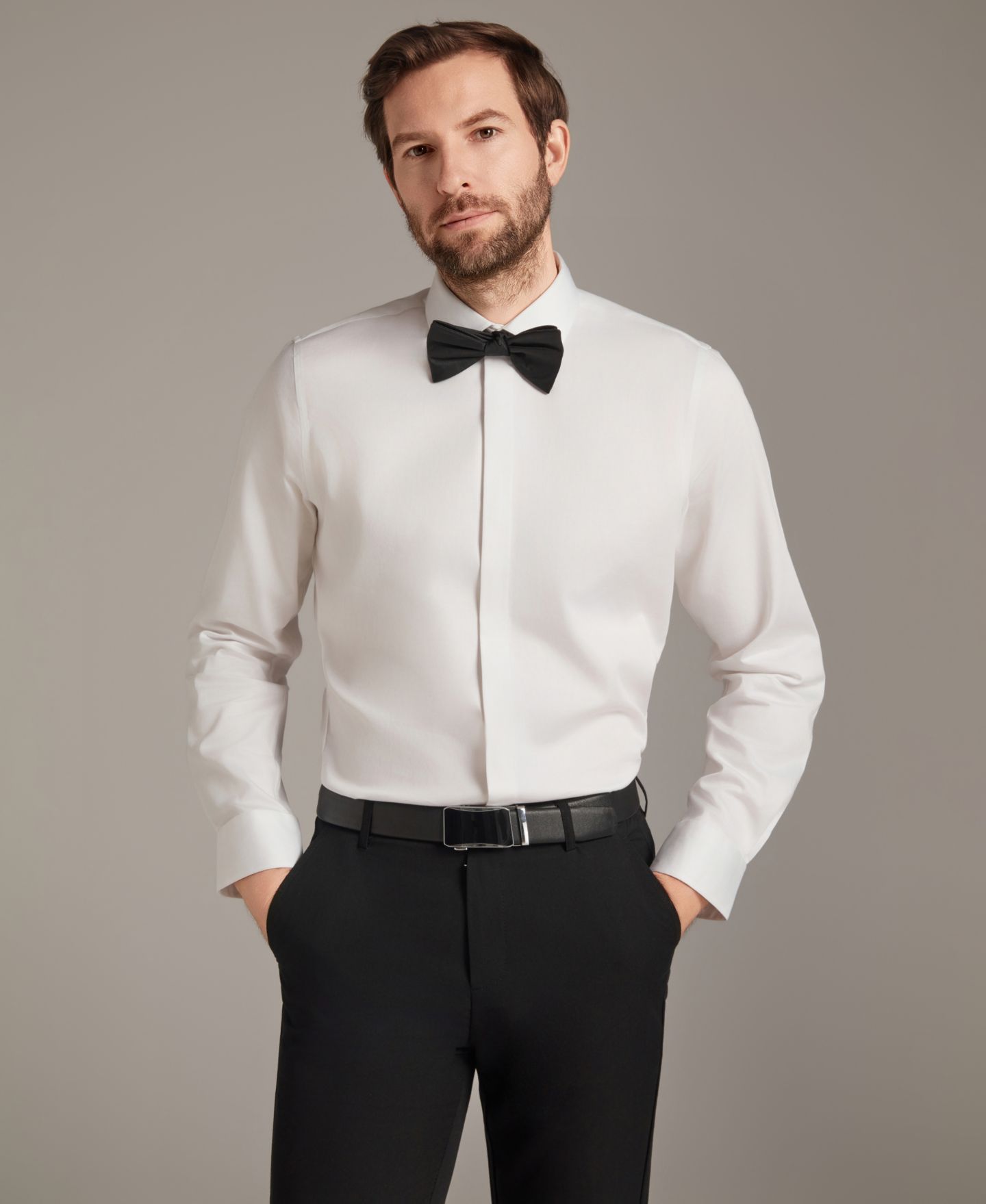 Мужская рубашка Bar III Tuxedo Dress Shirt, цвет: Белый комбинированный — фото 1