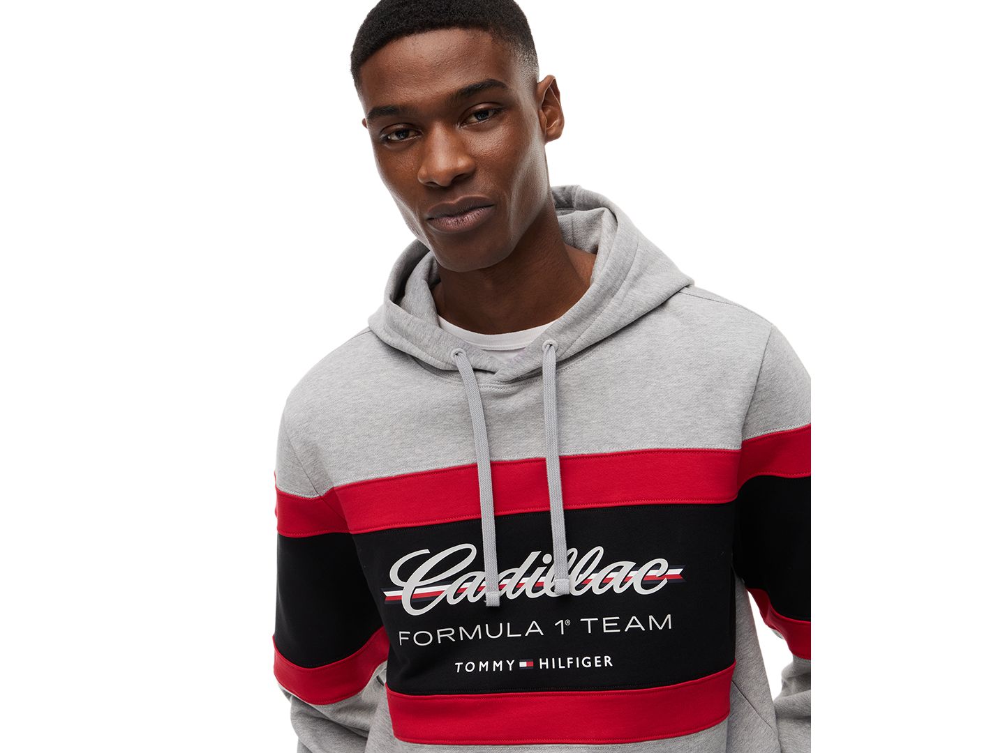 Мужское худи Tommy Hilfiger x Cadillac F1® Panelled Script, цвет: Светлый серый меланжевый — фото 3