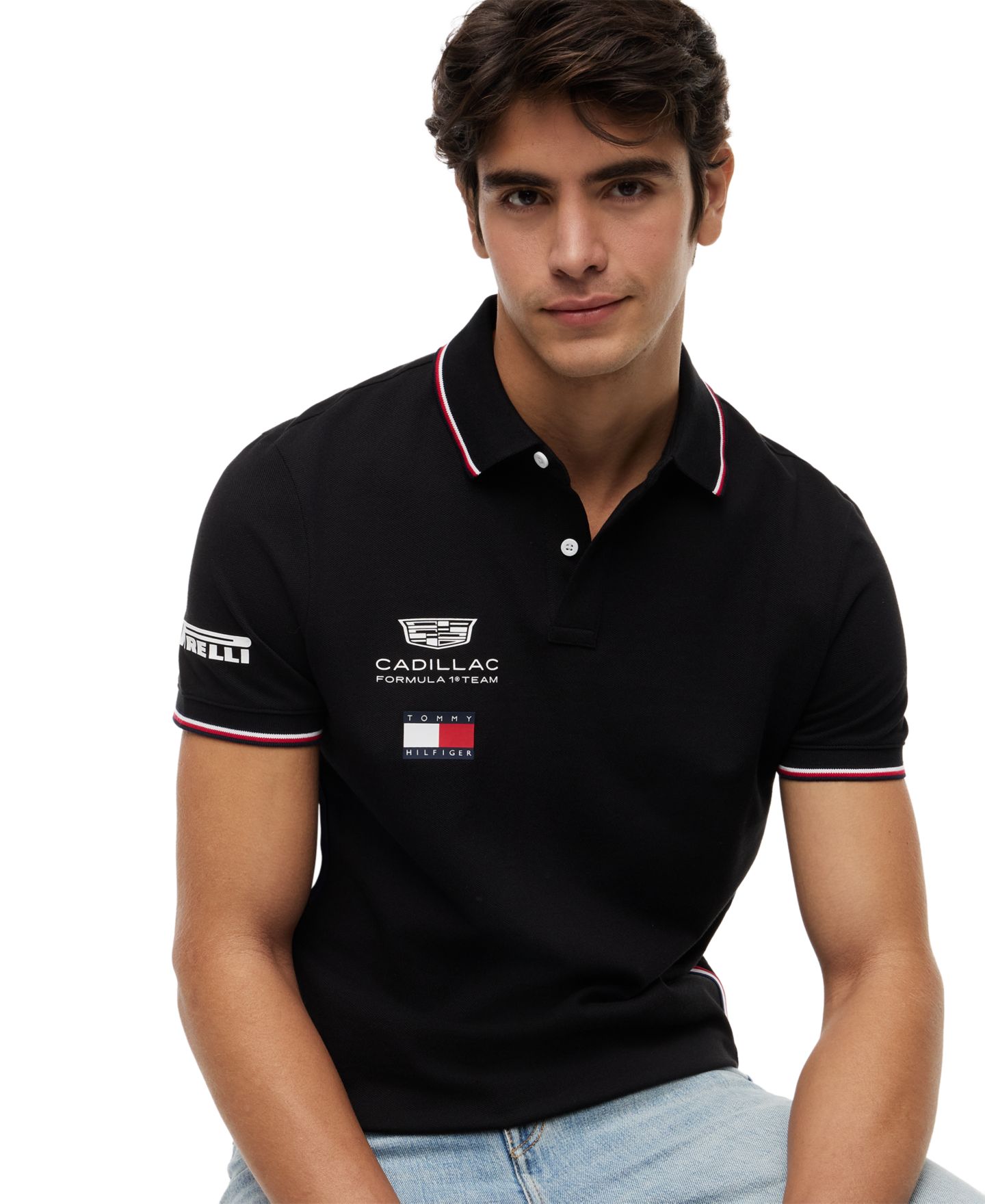 Мужское поло Tommy Hilfiger x Cadillac F1® Replica Short-Sleeve Polo Shirt, цвет: Чёрный — фото 2