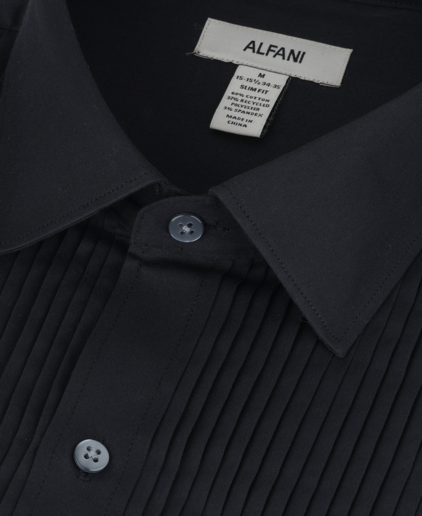 Мужская рубашка Alfani Slim Fit Pleated Tuxedo, цвет: Чёрный — фото 7