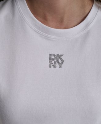 Women's Rhinestone Logo Crew Neck Baby T-Shirt