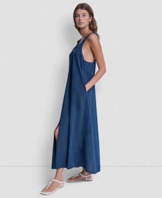 Women's Knotted Strap V-Neck A-Line Dress