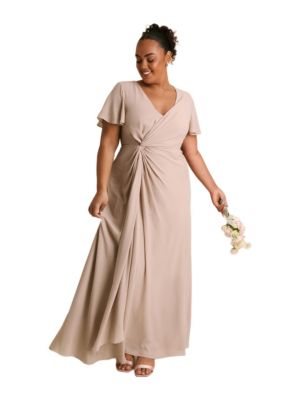 Women's Knot Front Chiffon Bridesmaid Dress