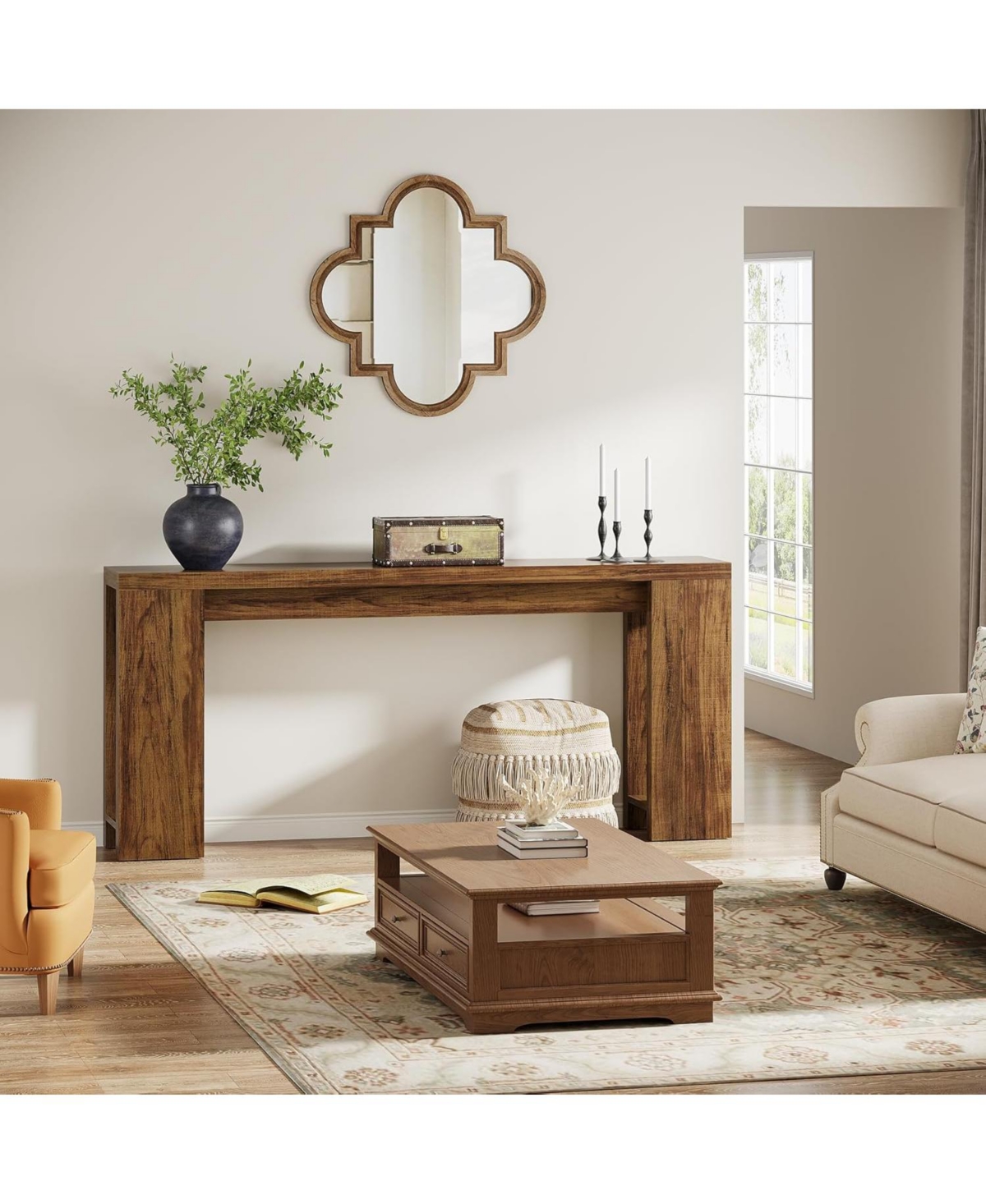 Tribesigns 70.9-Inch Extra Long Console Table, Farmhouse Wood Sofa Table Behind Couch, Narrow Entryway Accent for Living Room