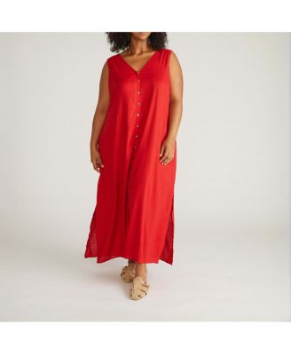 Women's Islet Button-Down Linen Maxi Dress