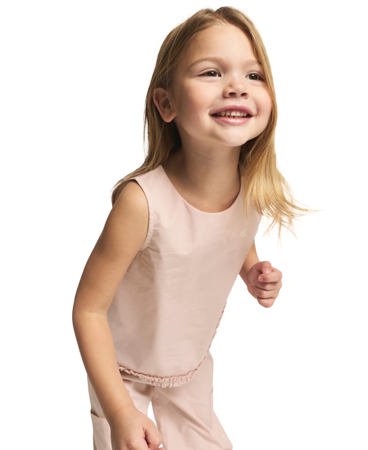 Детские Calvin Klein Toddler Girls' 2T-4T and Girls' 4-6X Ribbed Round Neck T-Shirt and Pants, 2-Piece Set — фото 7