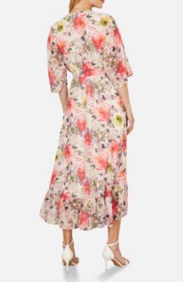 Women's Ruffle-Hem Wrap Midi Dress