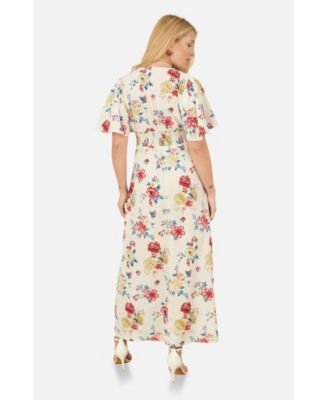 Women's Ruched Waist V-Neck Midi Dress