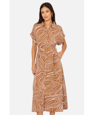 Women's Abstract Swirl Print Relaxed Midi Dress