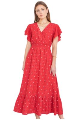 Women's Broderie Anglaise Wrap Midi Dress