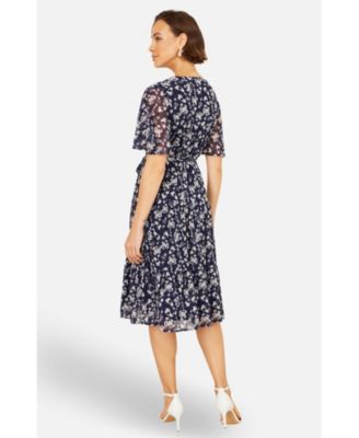 Women's Floral Mesh Wrap Dress