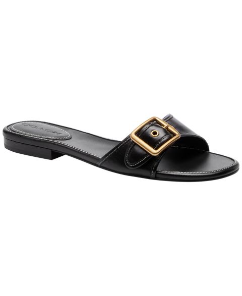 Женские сандалии Coach Margot Slip-On Flat, цвет: Чёрный