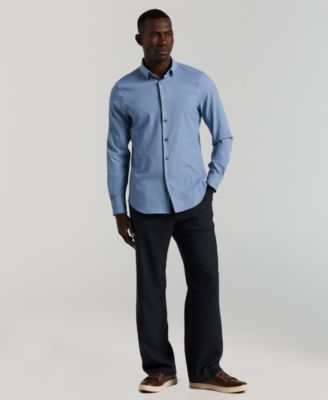 Men's Slim-Fit Stretch Solid Button-Down Twill Shirt