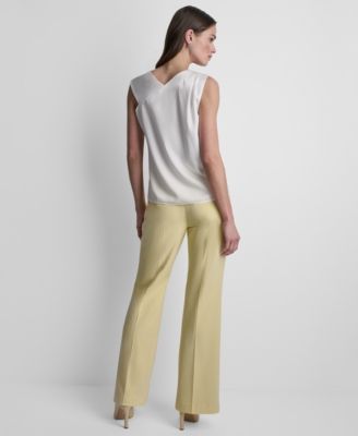 Women's Satin Asymmetric Neck Sleeveless Top