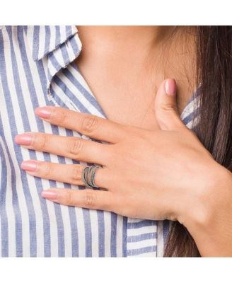 925 Sterling Silver Solid Textured Polished Oxidized Coil Multi-layered Vintage Ring Size Ring