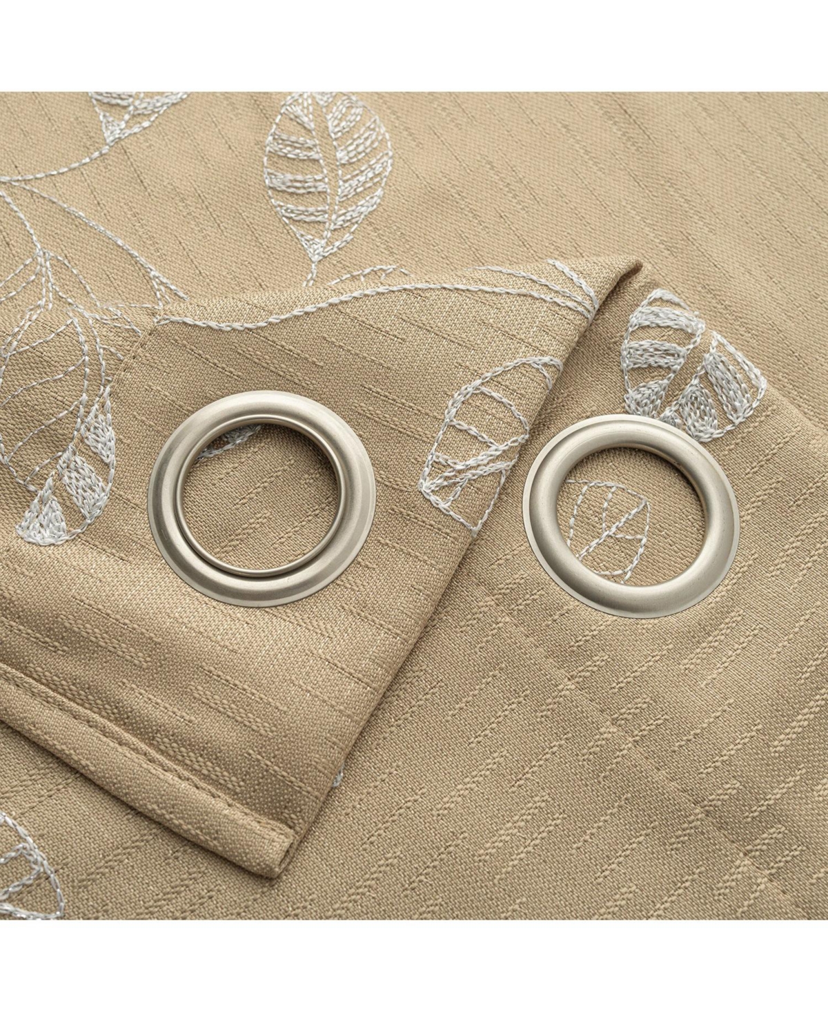 Rt Designers Collection 100% Polyester 140 Gsm Reed Embroidered Grommet Curtain Panel 54" x 90" Taupe