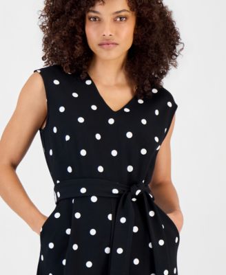 Petite Printed Tie-Waist Jumpsuit