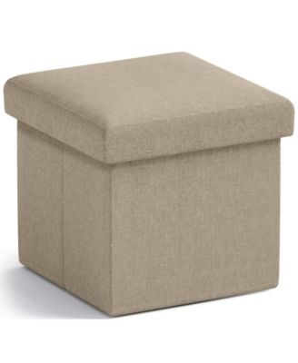 Collapsible Small Footrest Square Storage Ottoman - 12 Inch