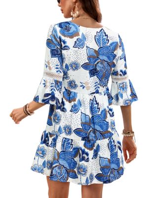 Women's Pacific Time Floral Mini Beach Dress