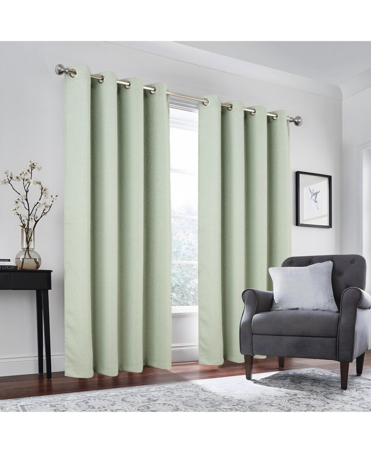 Rt Designers Collection 100% Polyester 190 Gsm Tilley Revisible Blackout Grommet Curtain Panel 54" x 95" Sage