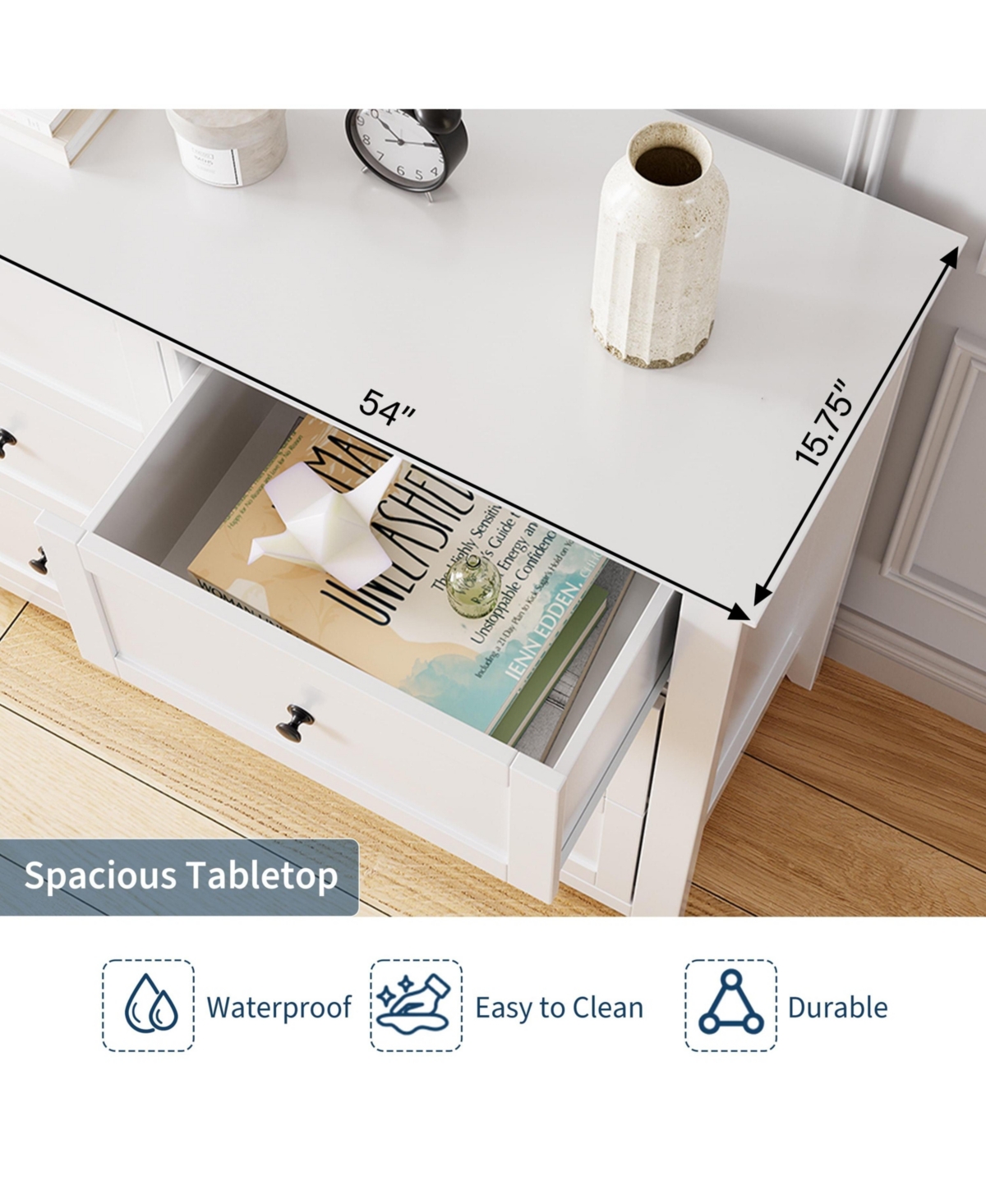 gaomon Modern 6 Drawer Dresser for Bedroom, 54" Wide Wooden Dressers with Large Storage