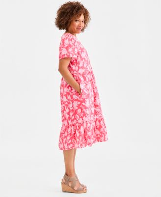 Women's Printed Cotton Gauze Midi Dress