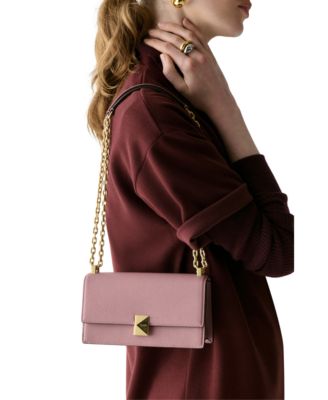 Deco Pebbled Leather Chain Crossbody Bag