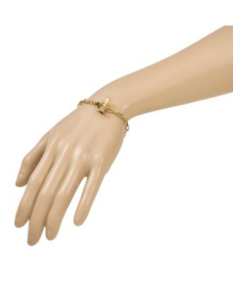 Solid 18k Yellow Gold Italian Paperclip Chain Sapphire Endcap Toggle Bracelet