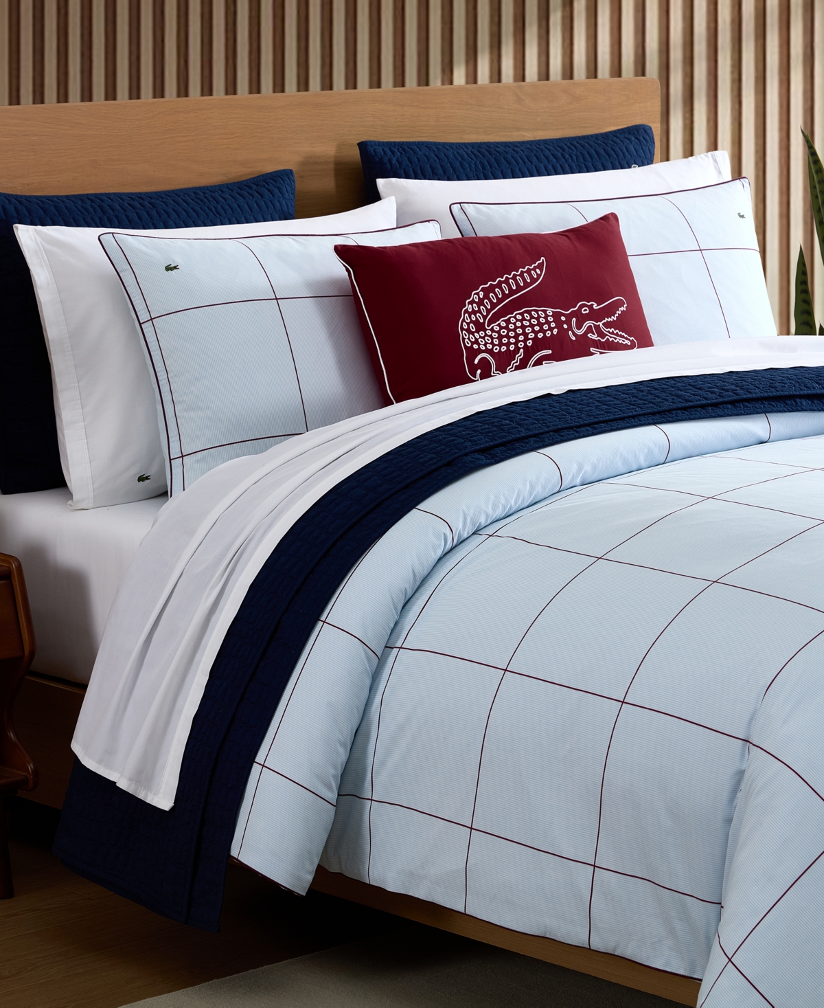 Lacoste Home Tennis Checks Cotton 3-Pc. Comforter Set, Full/Queen