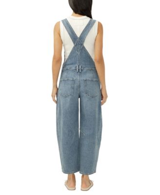 Women's Denim Barrel-Leg Overalls