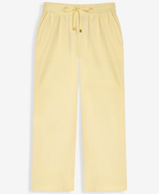 Plus Size Solid Drawstring Wide-Leg Pants
