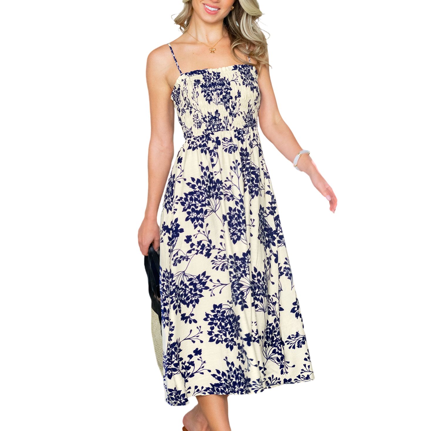 Женское платье Cupshe So Dainty Floral Midi Beach, цвет: Средний синий — фото 2