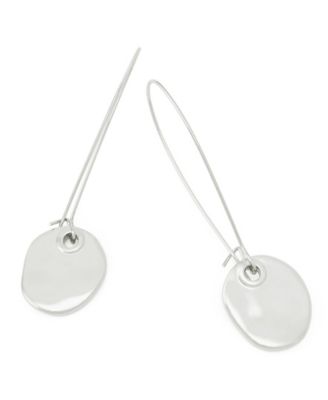 Rhodium Disc Dangle Earrings