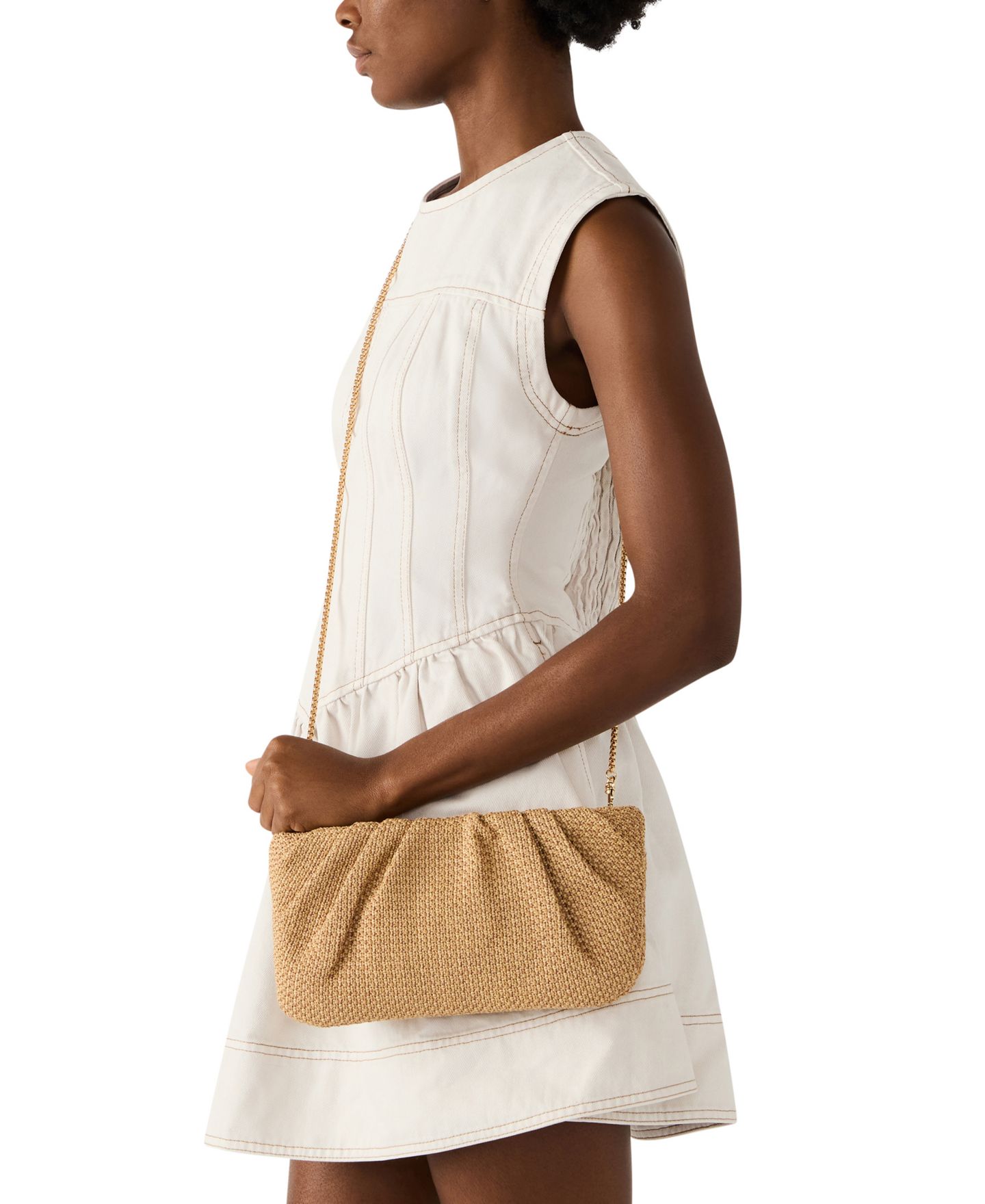 Женский клатч Steve Madden Palomaa Pleated Small Raffia Clutch, цвет: Натуральный — фото 5