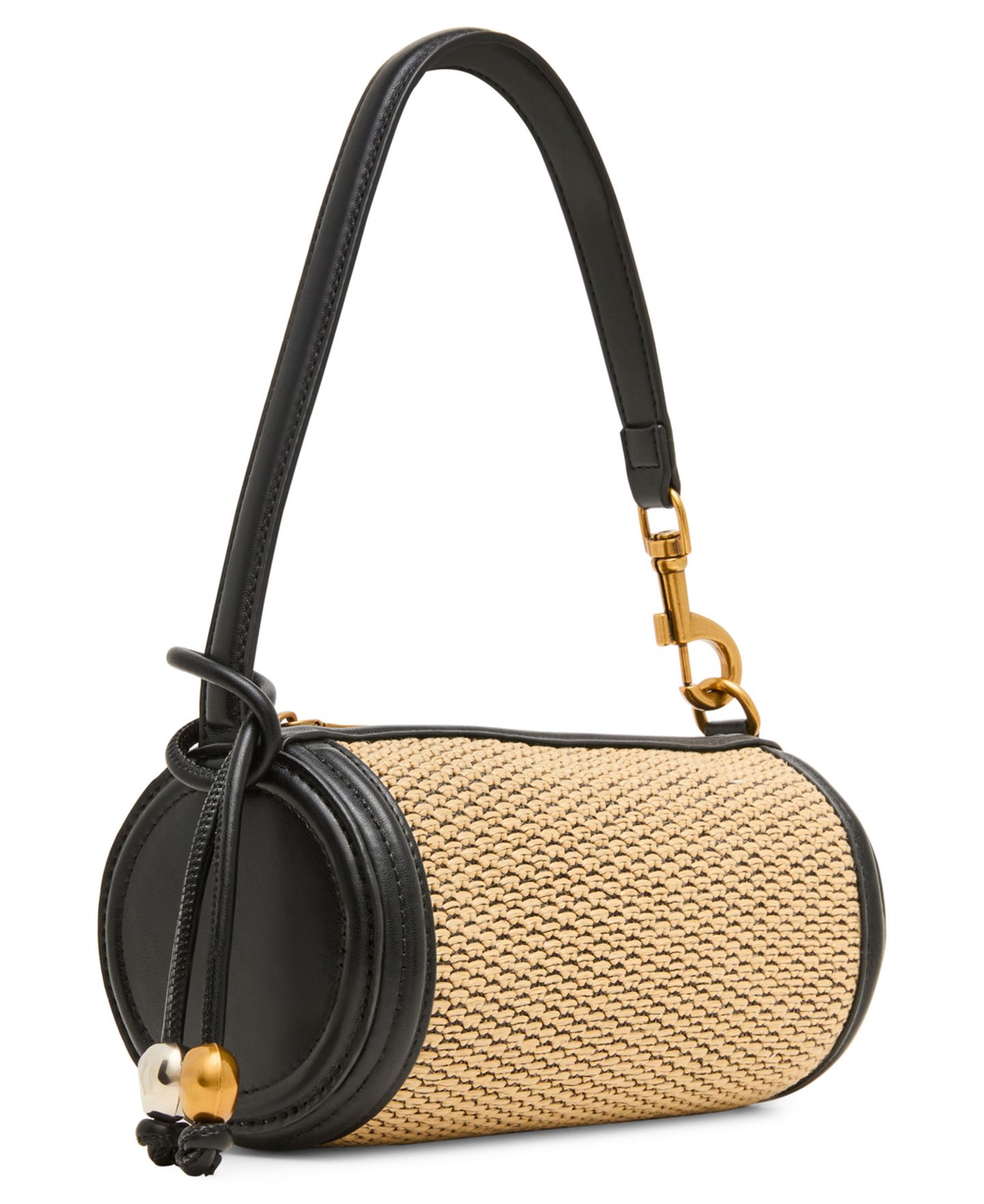 Женская сумка Steve Madden Bpriya Small Raffia Barrel, цвет: Чёрный — фото 3