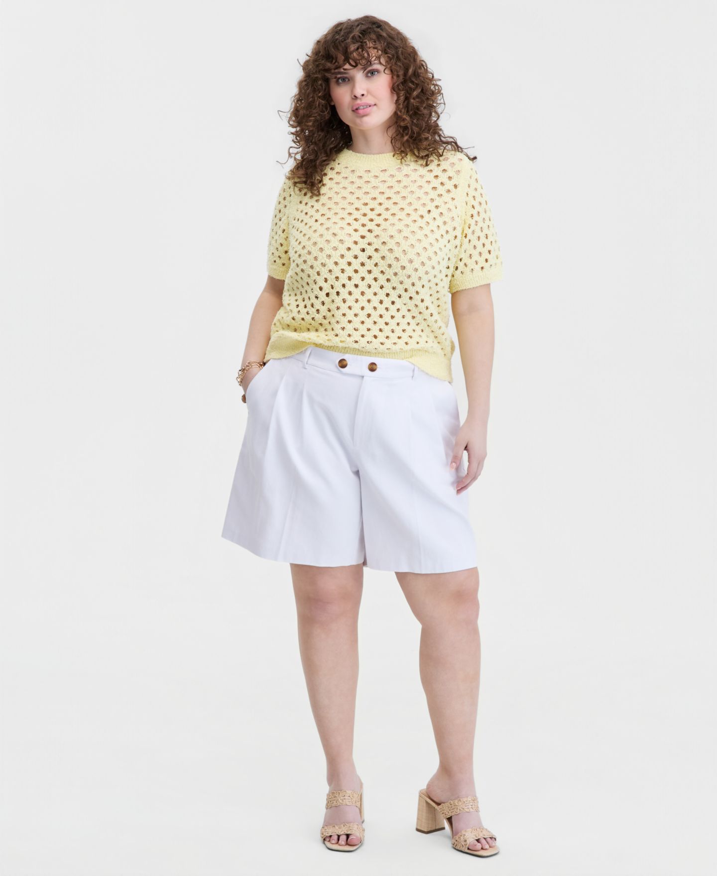 Женские шорты On 34th Trendy Plus Size Bermuda, цвет: Яркий белый — фото 1