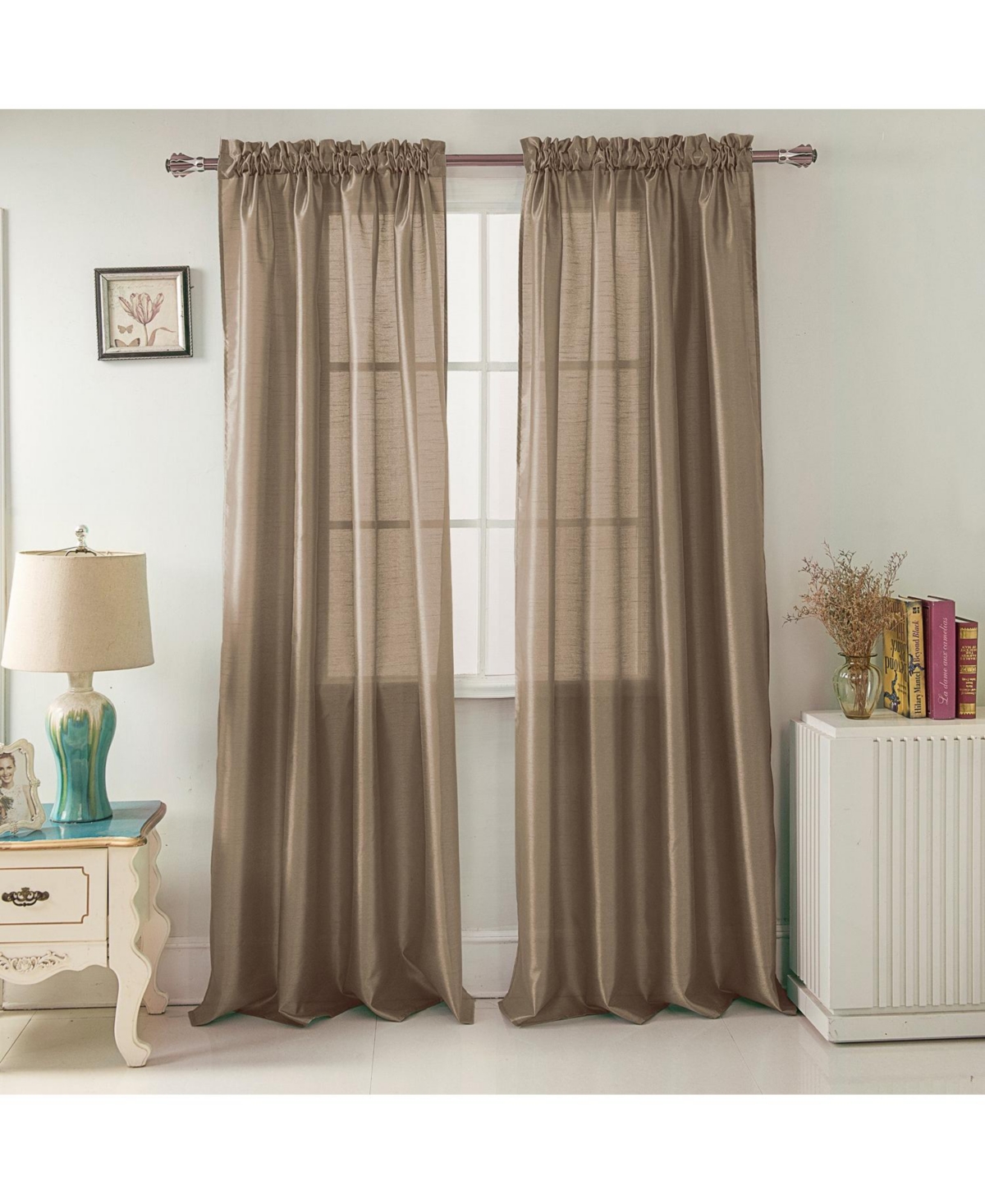 Rt Designers Collection 100% Polyester 82 Gsm Faux Silk Nikki Rod Pocket Curtain Panel 54" x 84"