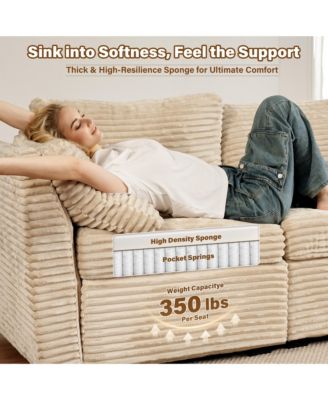 6-Piece Living Room Furniture Sectional Sofa,  L-Shaped Deep Seat Cloud Couch with Chaise Ottoman, Comfy Corduroy Modular Sofa Bed for Home